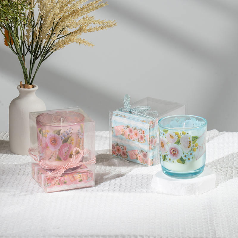 Anneler günü yuvarlak cam bardak kokulu mumlar-Eko soya mum üreticisi