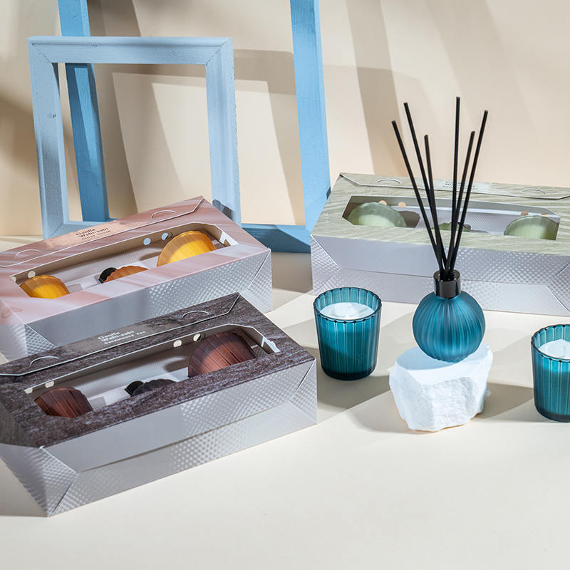 Dikey çizgili küçük bardaklar kokulu mumlar X2 Dikey şeritli küçük ampul uçucu kamış difüzör şişesi