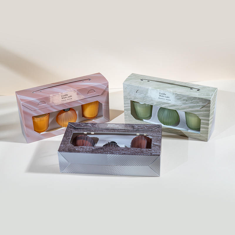 Dikey çizgili küçük bardaklar kokulu mumlar X2 Dikey şeritli küçük ampul uçucu kamış difüzör şişesi