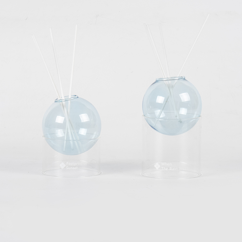 Şeffaf cam taban, cam küre tipi kamış difüzör stili aromaterapi