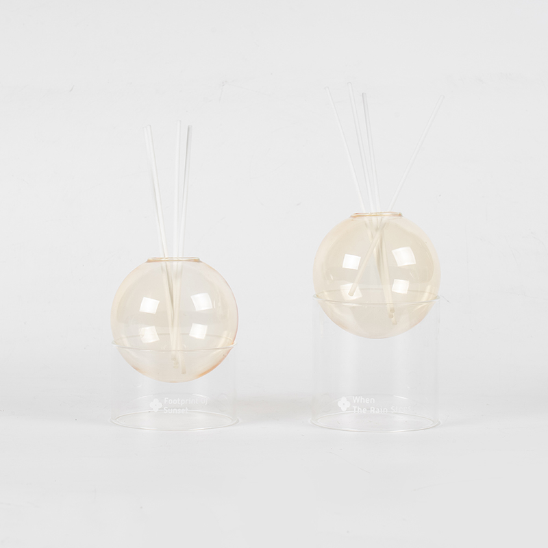 Şeffaf cam taban, cam küre tipi kamış difüzör stili aromaterapi