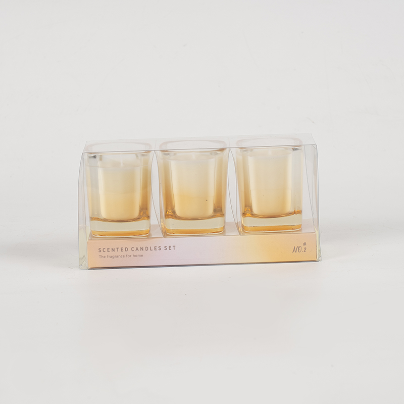 Degrade renkli 3 adet kare mum seti