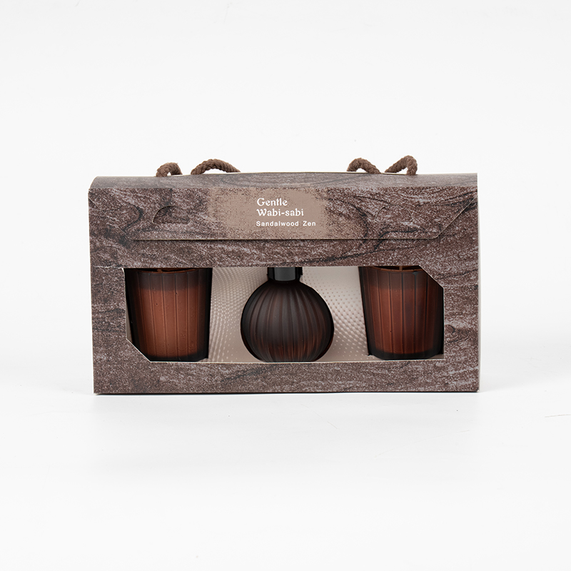 Dikey çizgili küçük bardaklar kokulu mumlar X2 Dikey şeritli küçük ampul uçucu kamış difüzör şişesi