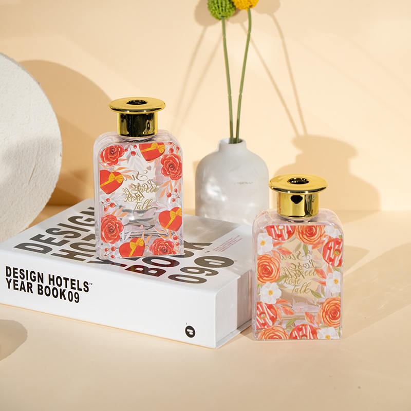 Valentine yüksek kare cam şişe kamış difüzör-birinci sınıf yağ sevgililer günü koleksiyonu